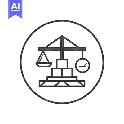 Minimalist Icon of Justice Scales and Legal Documents in Circle