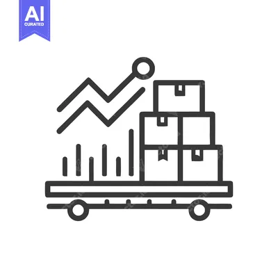 Aset desain premium: Logistics Growth: Line Icon Depicting Box Delivery with Rising Graph o