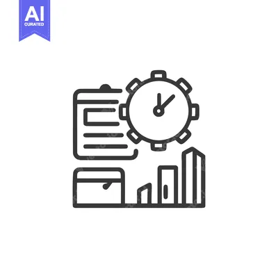 Premium design asset: Business Process Automation Icon: Clockwork, Data, and Growth
