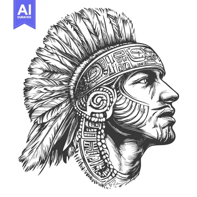 Popular premium asset: Profile of a Native American Warrior Wearing a Feathered Headdress