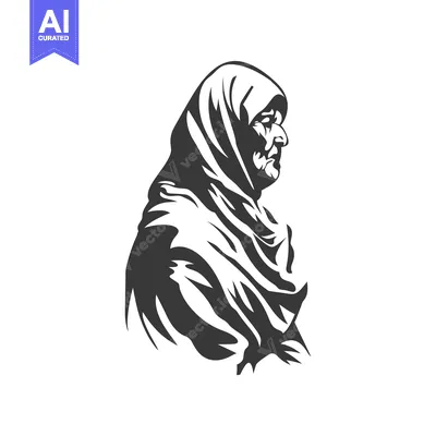 Aset premium populer: Profile of an Elderly Person in a Headscarf