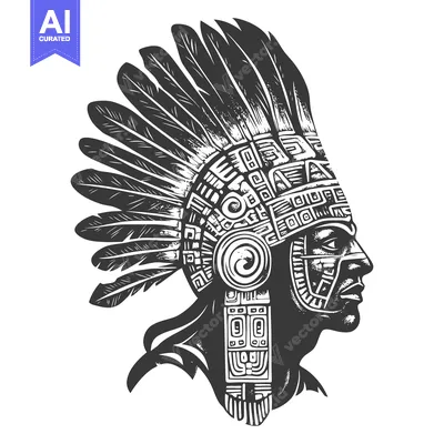 Aset premium populer: Profile of an Indigenous Person with Elaborate Headdress