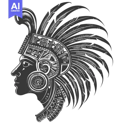 Aset desain premium: Profile of a Person Wearing an Elaborate Headpiece with Feathers