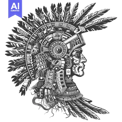 Aset premium populer: Profile of a Person Wearing a Steampunk-Inspired Native American Headd
