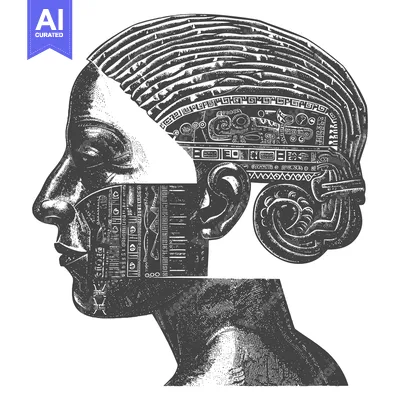 Aset premium populer: Profile of a Person with Intricate Patterned Head