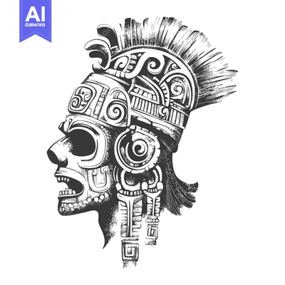 Aset desain premium: Profile of a Skull Wearing an Ornate Helmet