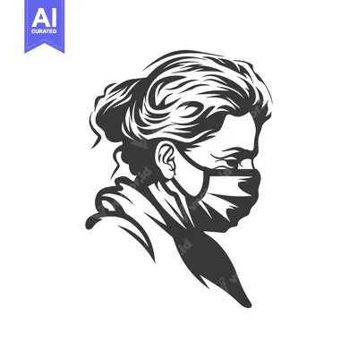 Aset desain premium: Profile of a Woman Wearing a Face Mask
