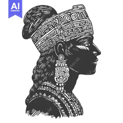 Aset premium populer: Profile of a Woman Wearing an Ornate Headpiece and Earring