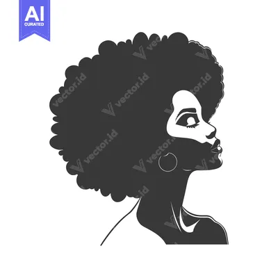 Aset premium populer: Profile of a woman with an afro hairstyle