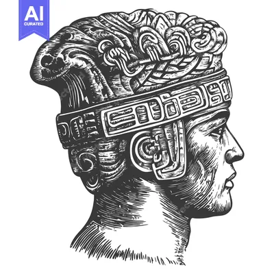 Aset premium populer: Profile Portrait of a Man Wearing a Elaborate Headdress