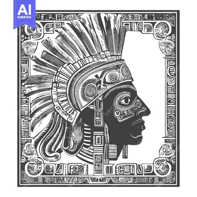 Popular premium asset: Profile Portrait of a Mayan Figure with Ornate Headwear