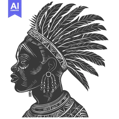 Premium design asset: Profile Portrait of a Person Wearing a Feather Headdress and Tradition