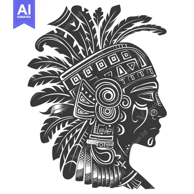 Aset desain premium: Profile Portrait of a Person with Elaborate Headwear and Facial Decora