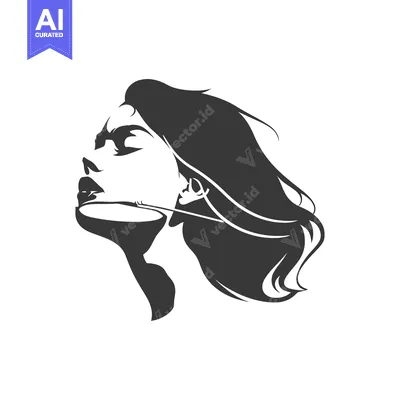 Popular premium asset: Profile Portrait of a Woman with Flowing Hair