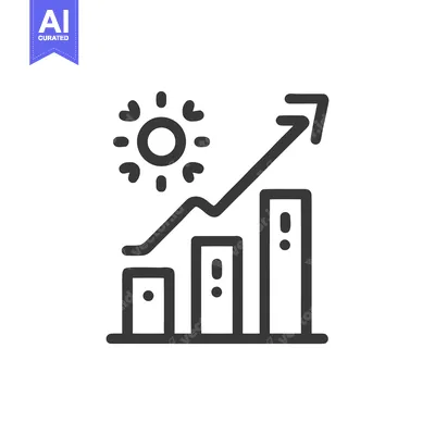 Rising Sun Growth Chart: Bold Line Icon for Business Success and Optim