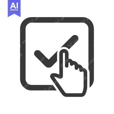Aset desain premium: Checkmark Box with Hand Cursor: Digital Confirmation Icon