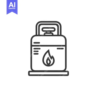 Aset premium populer: Propane Tank Icon with Flame Symbol in Bold Outline Style