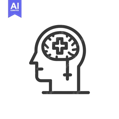 Medical Mind: Head Profile with Cross Symbol in Brain Icon