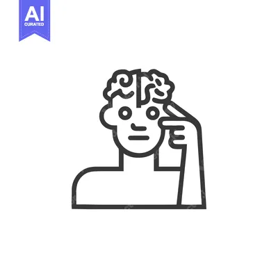 Aset desain premium: Brainstorming: Minimalist Icon of a Person with Exposed Brain Thinking