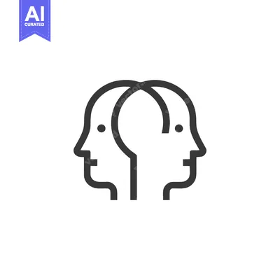 Aset premium populer: Intertwined Minds: Minimalist Icon of Connection and Shared Thought