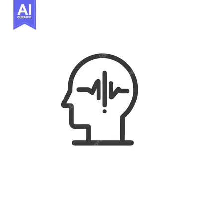 Brainwave Icon: Human Head Profile with Signal Inside, Neurology Conce