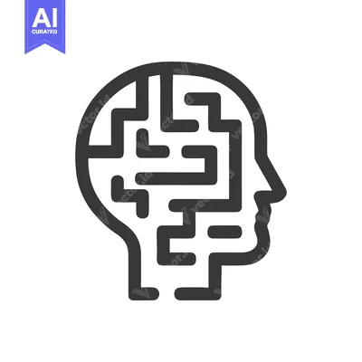 Maze Mind: Abstract Head Silhouette with Intricate Labyrinth Design, P
