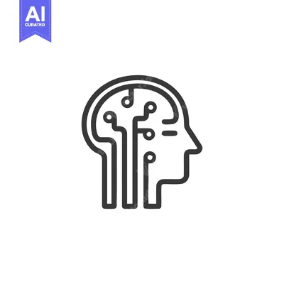 Artificial Intelligence Head: Minimalist Line Art of Neural Network Co