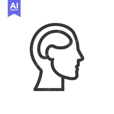 Minimalist Head Profile with Brain Outline, Thinking Concept
