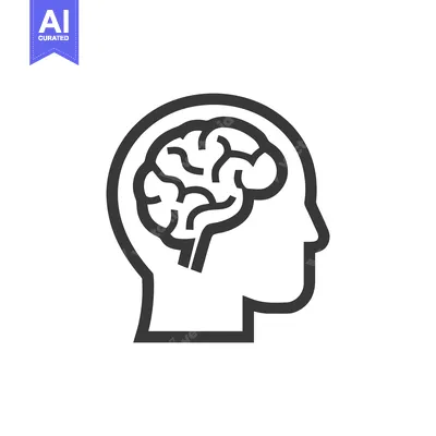 Premium design asset: Human Head Silhouette with Brain Inside, Mental Health Concept, Black