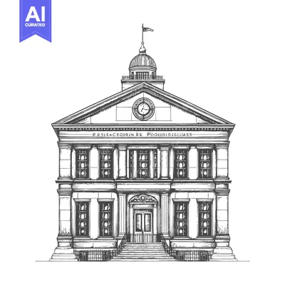 A detailed architectural drawing of a classical style building structu