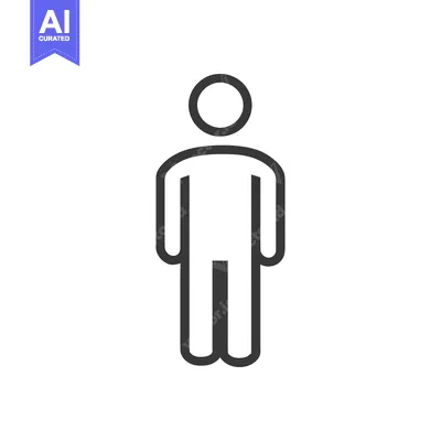 Aset desain premium: Simple Man Icon: Minimalist Human Figure Symbol on White Background