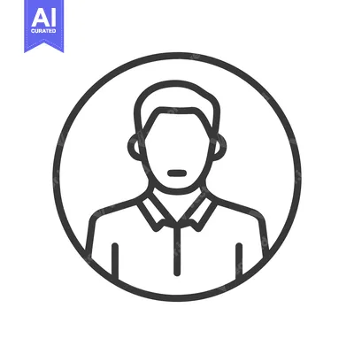 Aset premium populer: Minimalist Man Icon: Bold Outline Portrait in Circle Frame