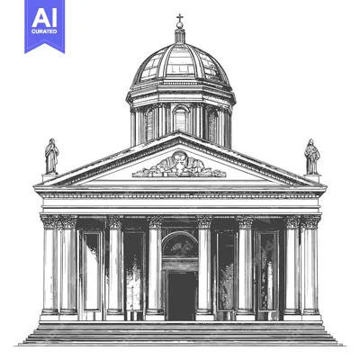 Popular premium asset: A detailed architectural illustration depicting a grand classical buil
