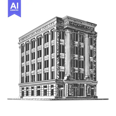 Premium design asset: An Illustration Depicting a Large Historical Building with Columns
