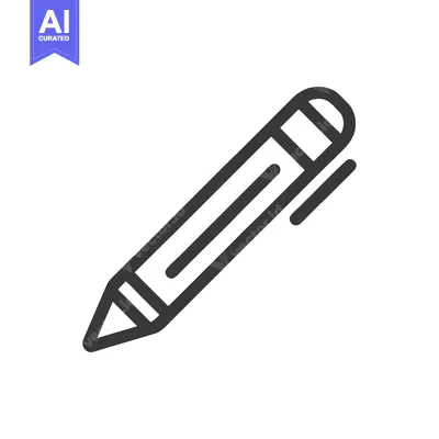 Aset desain premium: Minimalist Pen Icon: Bold Outline on White Background
