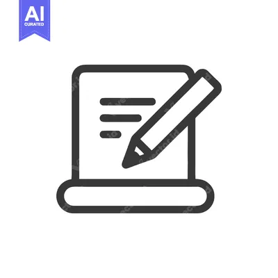 Aset premium populer: Minimalist Icon of Writing Process: Pencil on Document with Lines