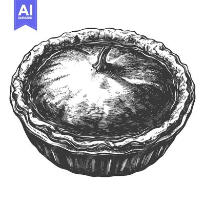 Popular premium asset: A detailed pen and ink illustration of a freshly baked pie