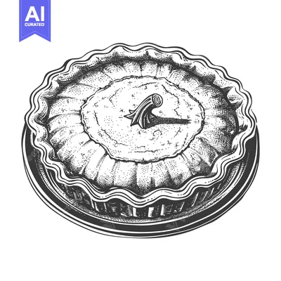 Popular premium asset: Detailed illustration depicts a single pie within a circular baking di
