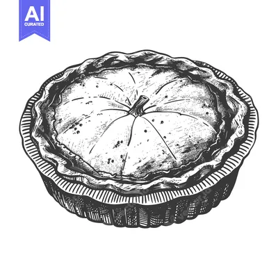 Aset desain premium: A hand drawn illustration of a single round fruit pie
