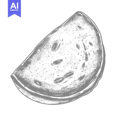 Aset desain premium: A detailed monochrome graphic illustration of a bread slice