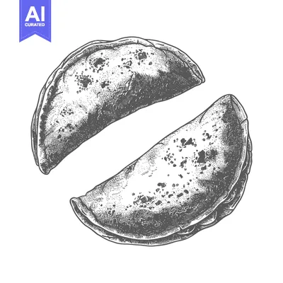 Popular premium asset: Two Half Moon Shaped Hand Drawn Food Items Isolated