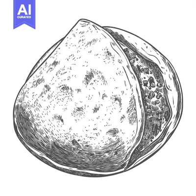 Premium design asset: Detailed illustration depicting a filled folded food item in black and