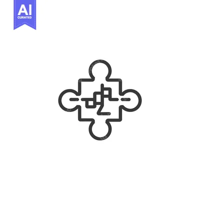 Aset premium populer: Puzzle Piece with Four Sections Connected by Lines