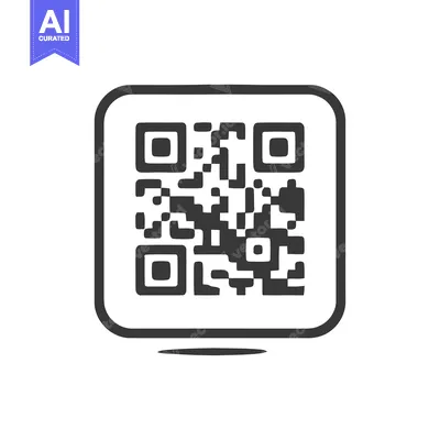 Minimalist QR Code Icon with Rounded Square Frame, Black and White Des