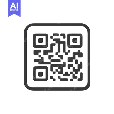 Minimalist QR Code Icon: Black and White Digital Scan Symbol