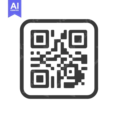 Modern QR Code Icon with Rounded Frame on White Background