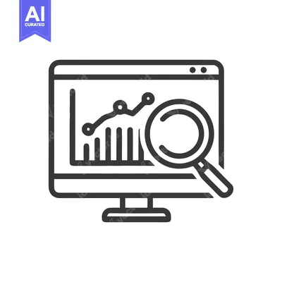 Data Analysis: Computer Screen Displaying Graph with Magnifying Glass