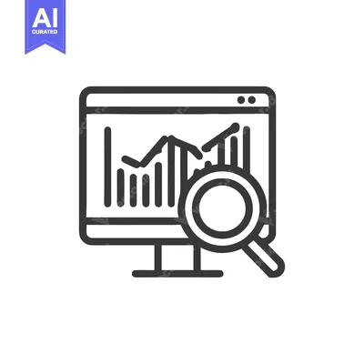 Data Analysis: Monitor with Graph and Magnifying Glass Icon