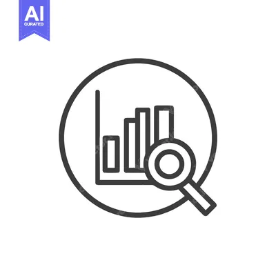 Data Analysis Icon: Magnifying Glass Examining Bar Graph in Circle Out