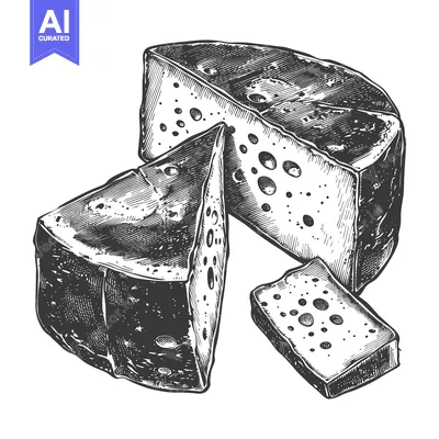 A sliced wheel of cheese with several cut portions